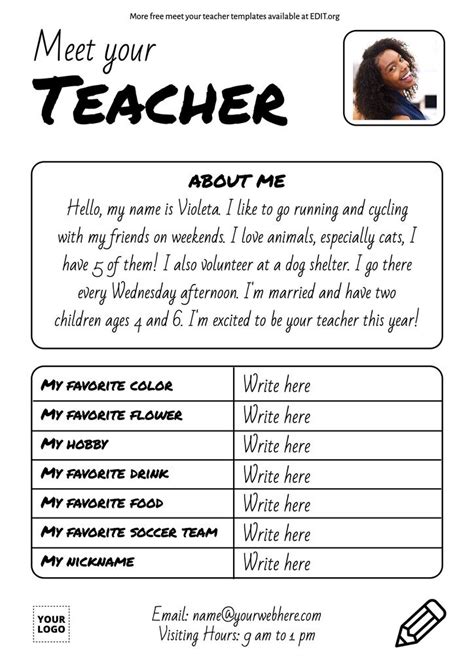 Edit Free Meet The Teacher Templates To Print