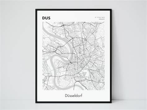 Düsseldorf Map Düsseldorf Printable Poster Düsseldorf City Etsy