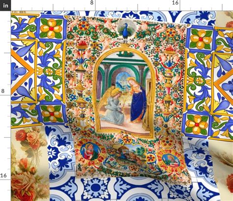 Italian Sicilian Art Holy Mary Virgin Fabric Spoonflower