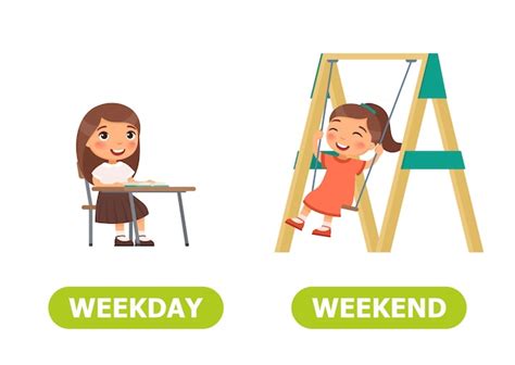 Premium Vector Illustration Of Opposites Weekday And Weekend