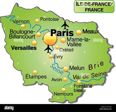 Mappa Della Regione Ile De France Immagini E Fotografie Stock Ad Alta