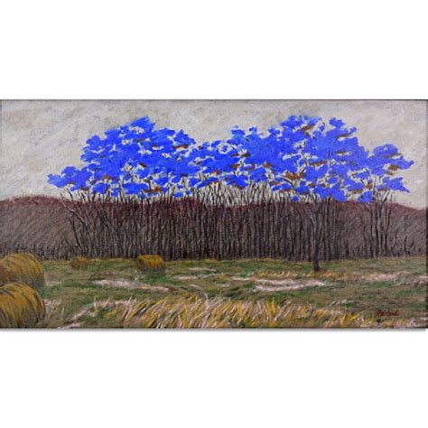 Contemporary Oil On Canvas Blue Trees In Landscape Nov 08 2017