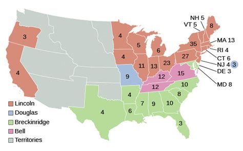 Original 13 states control fewer than 50% of total electoral votes for first time. 1860-1861 - The Civil war