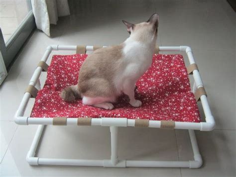 Cat Bed Hammock Made From Pvc Pipes With Images Modern Cat Bed Cat
