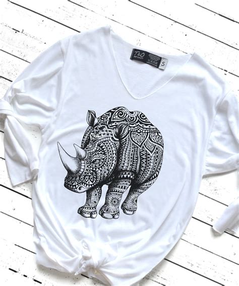 Rhino Shirt Rhinoceros Shirt Rhino Zentangle Graphic Shirt Etsy