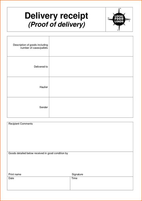 Delivery Document Receipt Template Sample As A Proof Of Within Proof Of