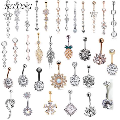 1 Pc Crystal Surgical Steel Navel Piercing Heart Zircon Belly Button Rings Women Belly Button