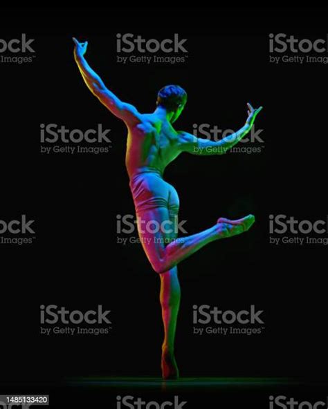 Portrait Of Graceful Muscled Male Ballet Dancer Posing On One Leg With