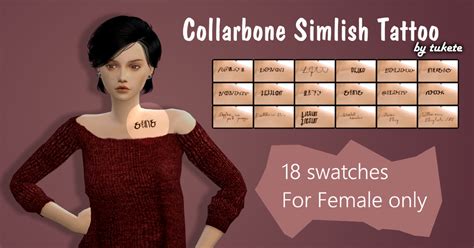 Collarbone Simlish Tattoos Custom Icon Thumbnail For Female 18 Swatches