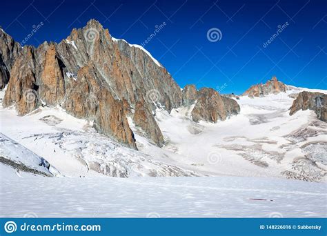 Alps Mountains Ridge Summits Glacier Landscape Mont Blanc Massif Stock