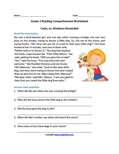 Reading Comprehension Worksheets For Grade 3 Pdf Worksheets For