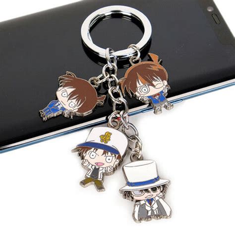 5pcsset Anime Detective Conan Metal Keychain Cosplay Charm Key Ring
