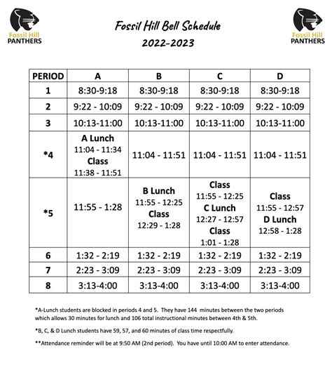 Bell Schedule / Bell Schedule - Worksheets Library