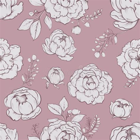 Graphic Flowers Illustration On A Pink Background Seamless Pattern