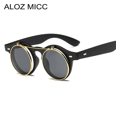 aloz micc steampunk sunglasses round branddesigner steam punk metal women sunglasses men retro