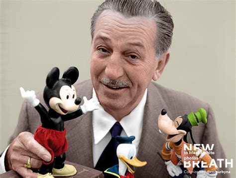 Walt Disney With His Characters Rcolorization