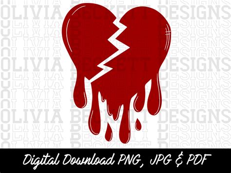 Broken Dripping Heart Heart Break Bleeding Heart Digital Download