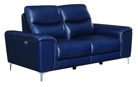 Leather sofas & couches : Modern Blue Leather Upholstery Power sofa Largo by Coaster ...