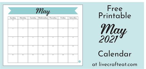 May 2021 Calendar Free Printable Live Craft Eat