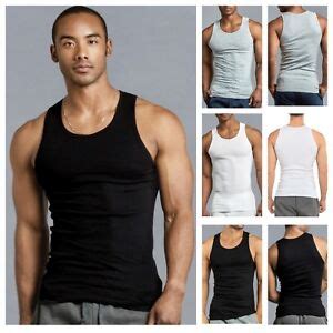 3 6 PACK Men Tank Top T Shirts Cotton A Shirt Wife Beater Ribbed GYM