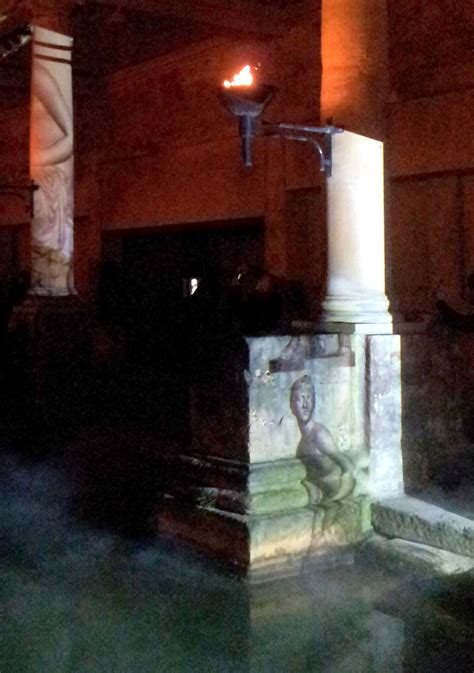 Bath Illuminated 2015 Projections On Pillar At Roman Baths City Of