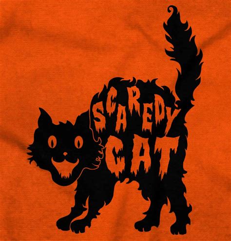 Scaredy Cat Halloween Trick Treat Spooky Womens Short Sleeve Crewneck