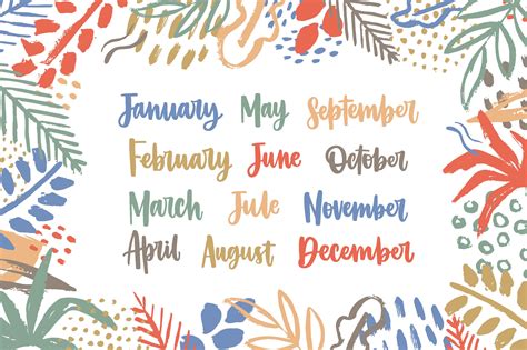 Months Of The Year Lettering Decorative Illustrations Creative Market