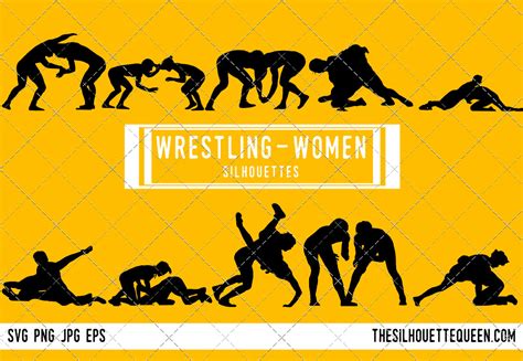 Female Wrestling Silhouette Vector By The Silhouette Queen TheHungryJPEG