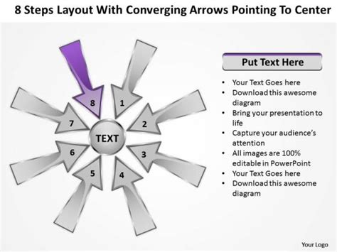 Steps Layout With Converging Arrow Pointing To Center Ppt Charts And