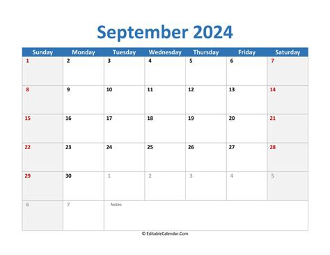 September 2024 Printable Calendar With Holidays