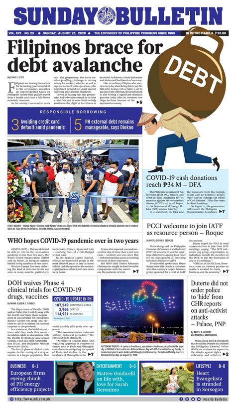 Manila Bulletin August 23 2020 Newspaper Get Your Digital Subscription
