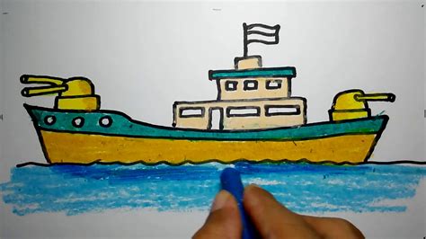 Cara Menggambar Kapal Perang Indonesia Untuk Anak Tk Dan Sd Youtube