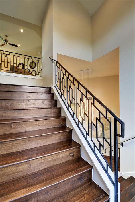 Austin Transitional Home Railing Design Iron Stair Railing Stair