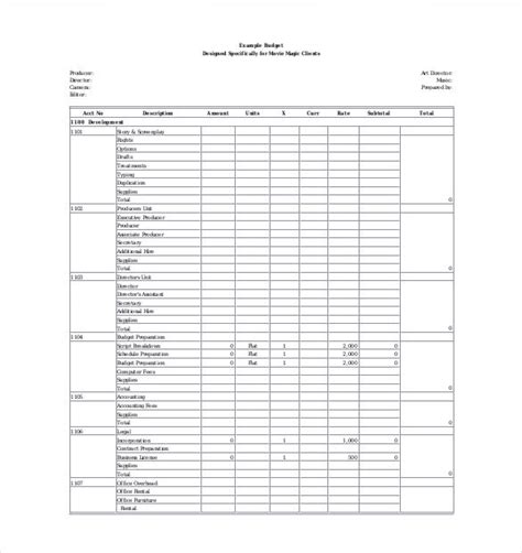 10 Amazing Simple Film Budget Template Best Kids Worksheet Template