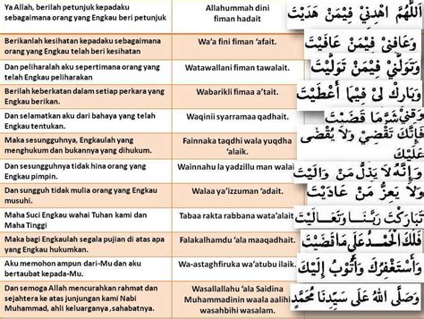 Do'a qunut merupakan sebuah do'a yang sudah umum dibaca pada saat i'tidal pada rakaat kedua waktu sholat subuh. Taman Hati: Khusyuk - Hayati makna bacaan