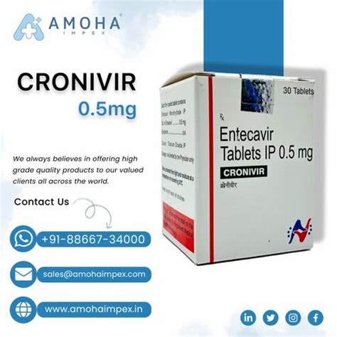Cronivir 05 Mg Tablet At Rs 700bottle Entecavir Tablet In Surat