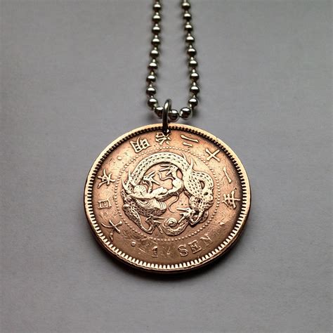 Submitted 4 months ago by curiousambition. 1888 Japan 1 Sen coin pendant necklace Japanese mythology ...
