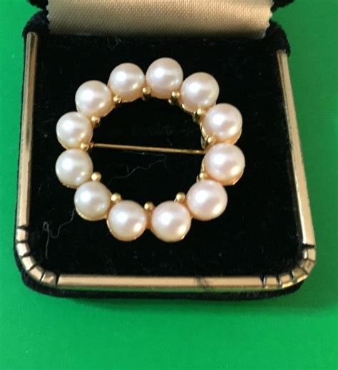 Classic 50s 60s Era Circle Pin W Faux Pearls Nashville Estate Jewelry