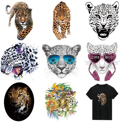 Leopard Thermal Stickers Iron On Patch Diy T Shirt Heat Press Appliqued