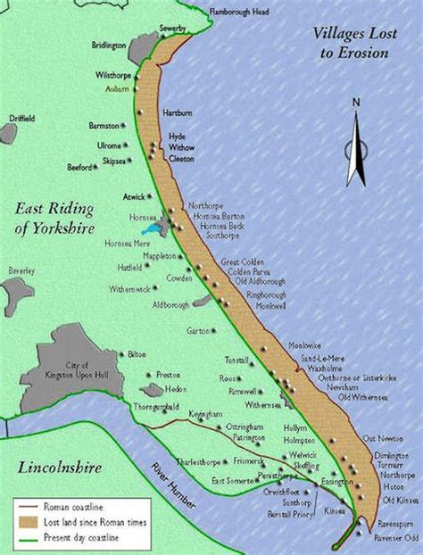 Map Of The Lost Villages Of The Holderness Coast Read More About The