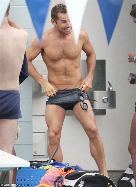 Daniel MacPherson Shows Off Physique In VERY Revealing Lycra Swimming