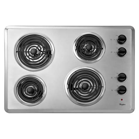 10 best electric cooktops of april 2021. Whirlpool 30 in. Coil Electric Cooktop in Chrome with 4 ...