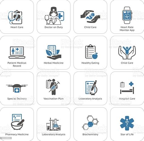 Medical And Health Care Icons Set Flat Design Stock Illustration