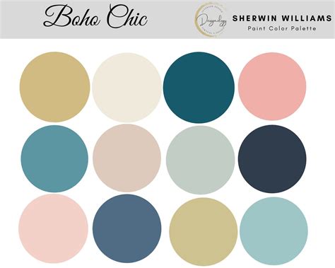 Boho Chic Paint Color Scheme Premade Paint Palette Sherwin Etsy In