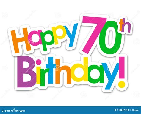 Happy 70th Birthday Colorful Stickers Stock Vector Illustration Of