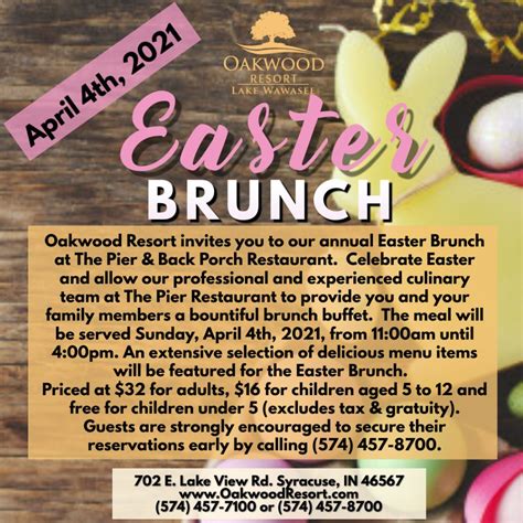 Easter Brunch 2021 Oakwood Resort