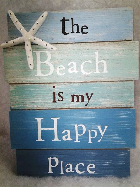 How big does a beach house sign need to be? The Beach is my Happy Place Wood Sign | Beach signs wooden ...