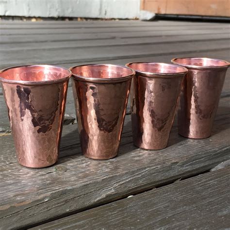 4 Pack Of 2oz Pure Hammered Copper Shot Glass