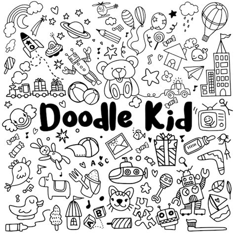 Premium Vector Hand Drawn Kids Doodle Set