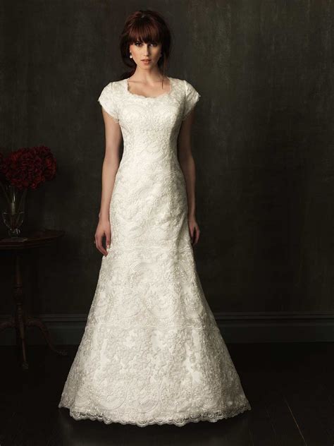 Related:enzoani wedding dress fishtail wedding dress fitted wedding dress size 10 wedding dress size 14 mermaid wedding dress. Fitted A Line Cap Sleeve Ivory Lace Modest Wedding Dress ...